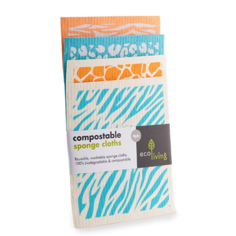 EcoLiving Compostable Sponge Cleaning Cloths - Animal - Life Before Plastik